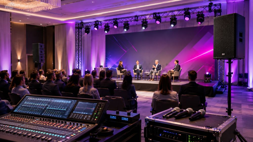 EventScreen PA and stage lighting