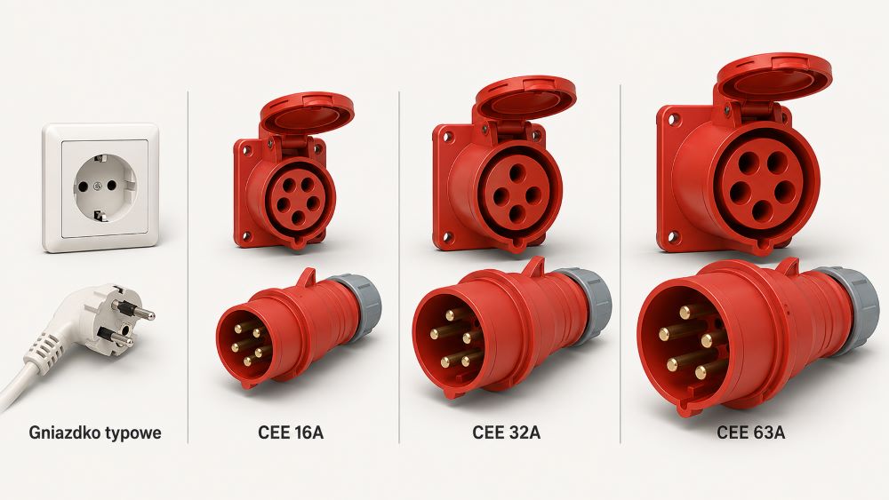 Three-phase power connectors used at events