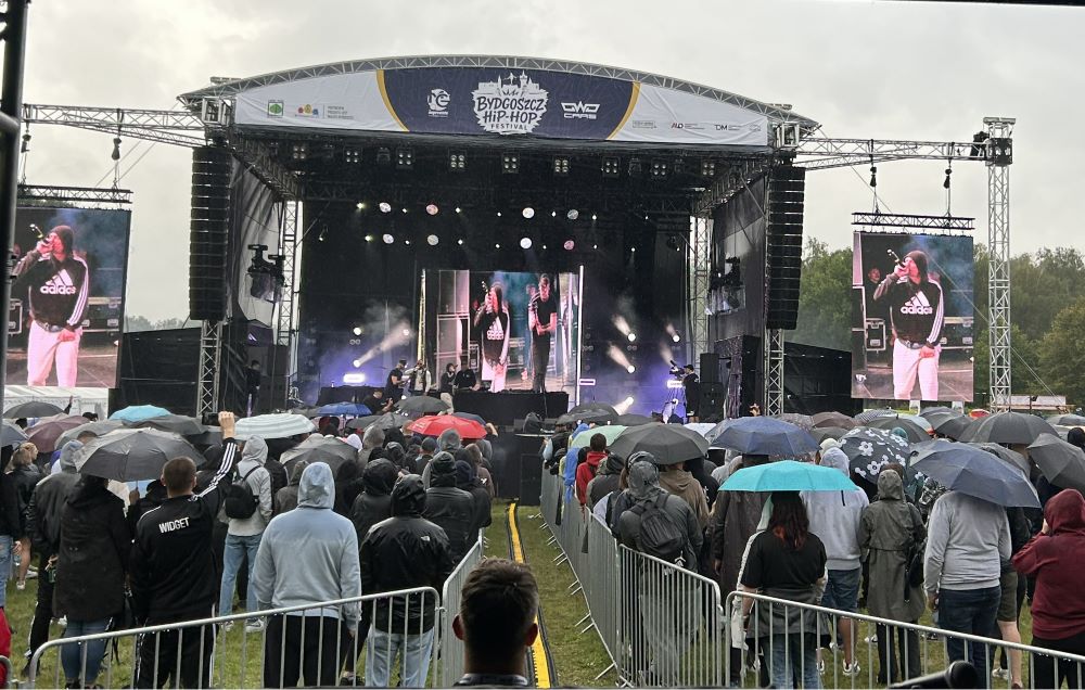 Outdoor LED screen during an open-air event